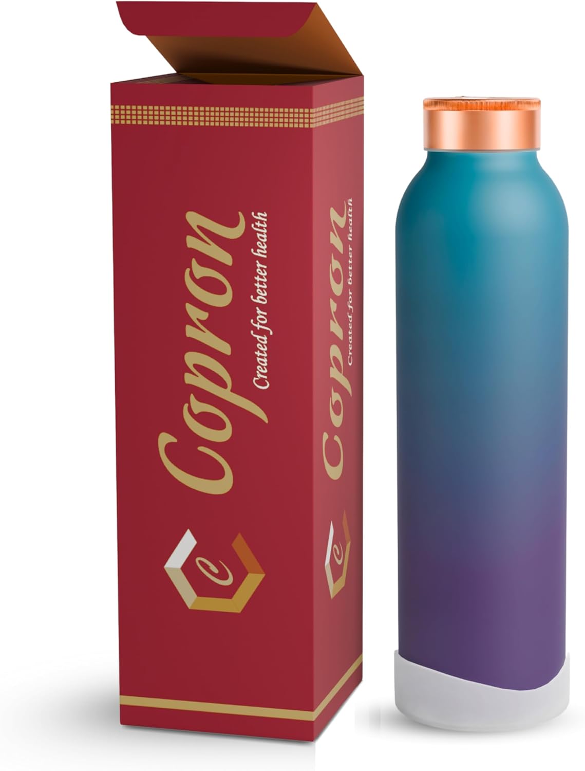 100% Pure Copper Water Bottle for Drinking – 30 oz (900 ml), Leak-Proof Ayurvedic Benefits Drinkware – Ombre Blue Finish, Eco-Friendly – Ideal for Yoga, Gym, Office, Travel