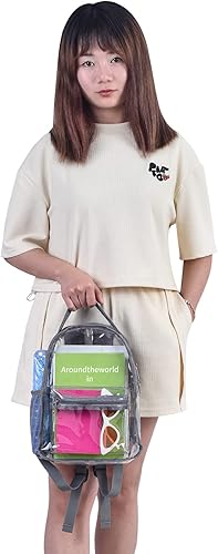 Miniatura 5 de Mini mochila transparente mochilas pequeñas transparentes para niños mochila transparente para la escuela deportes estadio viajes de seguridad gris