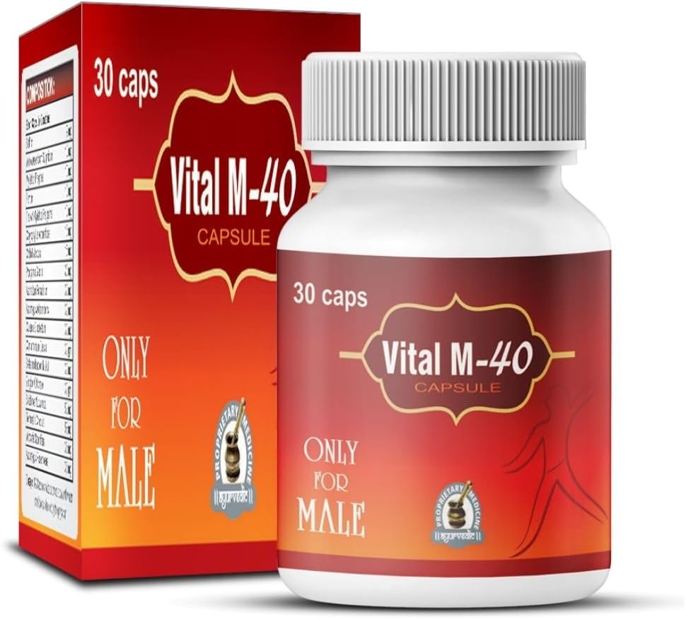 Generic Vital M-40 Capsules for Men, 60 Capsules, Black