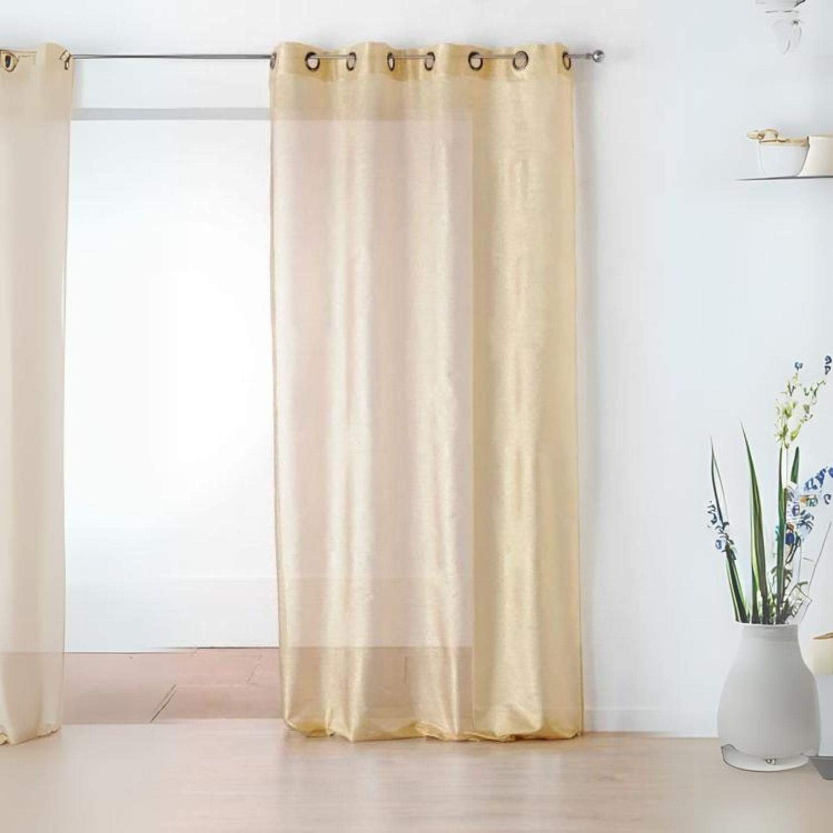 Linder Tab-Top Curtain with Eyelets 145 x 240 cm Polyester/Polyamide, gold, 145 x 240 cm