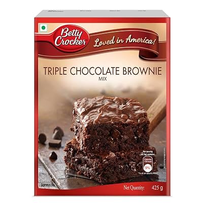 Betty Crocker Triple Chocolate Brownie Instant Cake Mix Powder| Cake Mix for Kids| No-Preservatives|425g