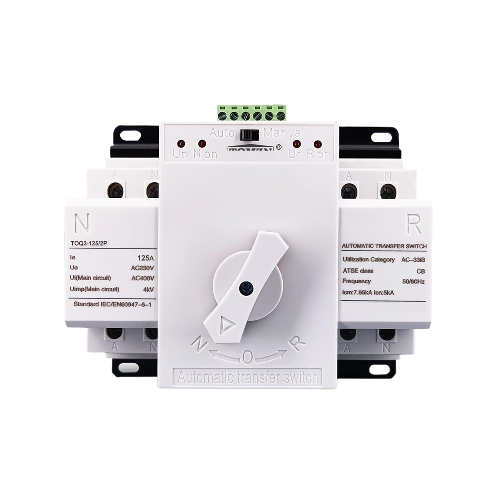 Controlador del conmutador de Transferencia automá Generador de energía de Ciudad, Interruptor de Transferencia automática de Doble Potencia, MCB, 2P, 125A, 230V, TOQ3-2P/125 PV