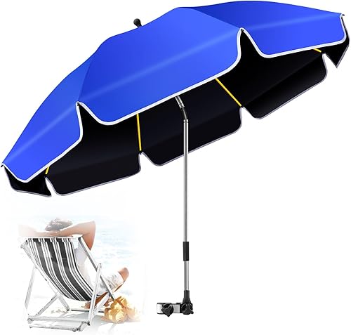 Miniatura 9 de Paquete de 2 Sombrilla de Playa Grande de 48.8 pulgadas con Abrazadera Sombra Solar para Silla de Playa, Sombrilla de Golf con Protección UV
