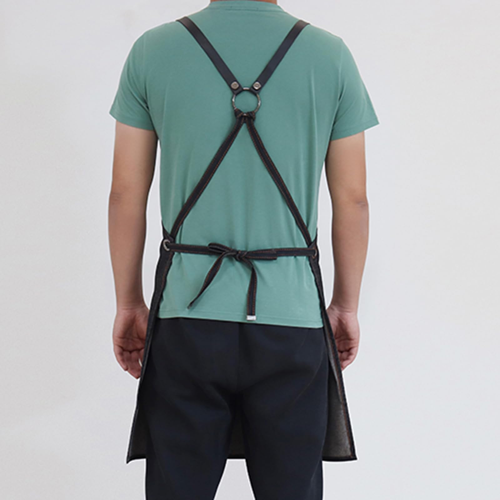 Delantal para Peluquería Delantales De Trabajo Ajustables Delantal De Mezclilla para Hombre, Mujer con Bolsillos Black,One Size
