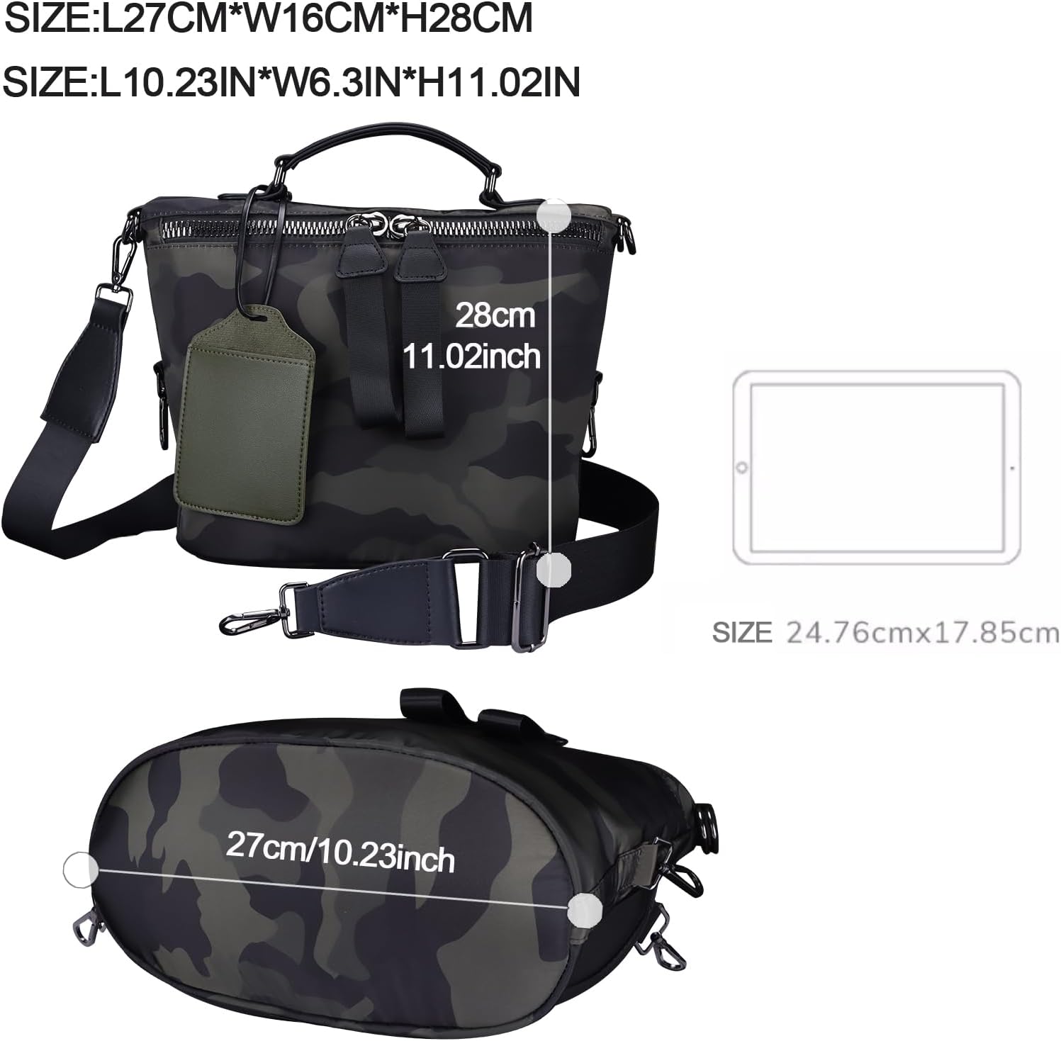 Nylon Crossbody bag with Card Holder Shoulder Bag for Daily Women Lightweight Tote bag for Shopping | Nylon, Card Holder, Daily, Lightweight, Shopping - Image 3