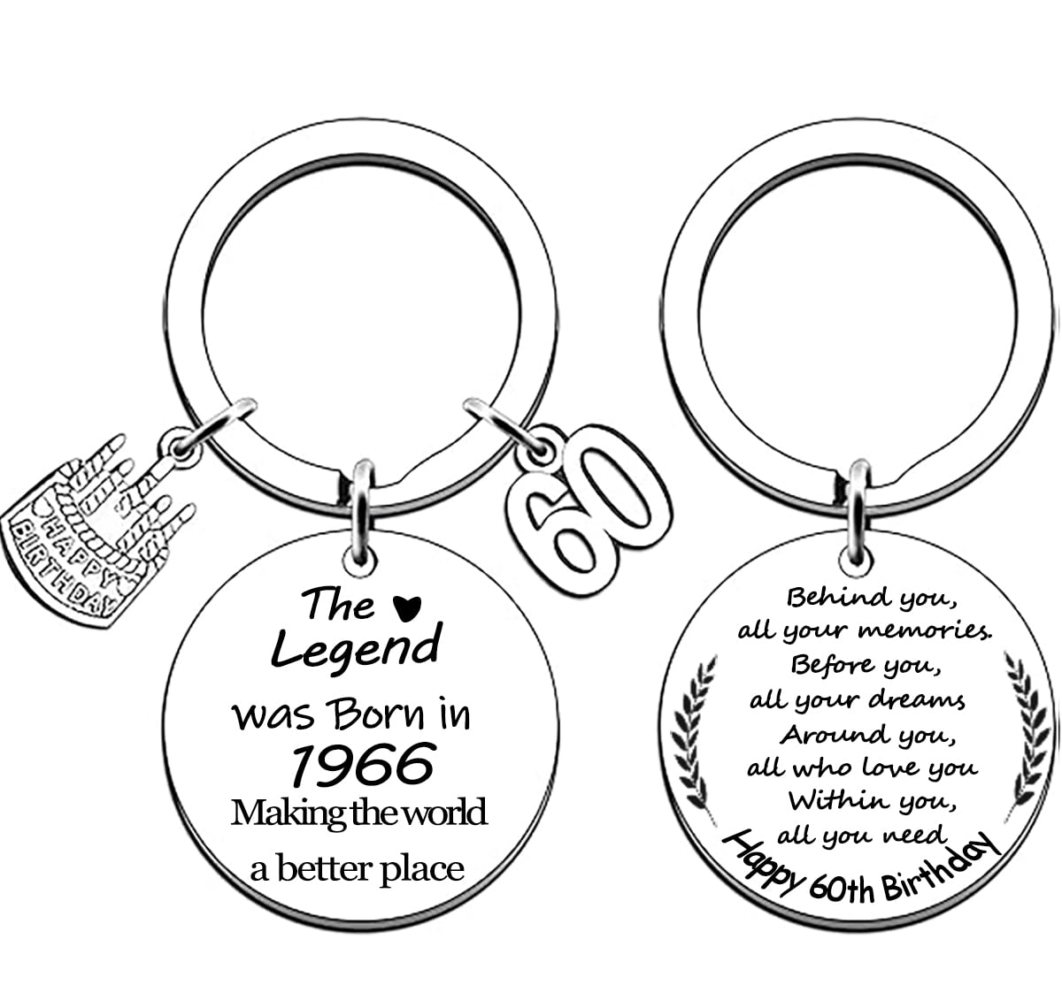 Posoto 1pcs 60th Birthday Gifts for Women Men Born In 1965 Gifts Funny Inspirational 60th Keyring Keepsake
