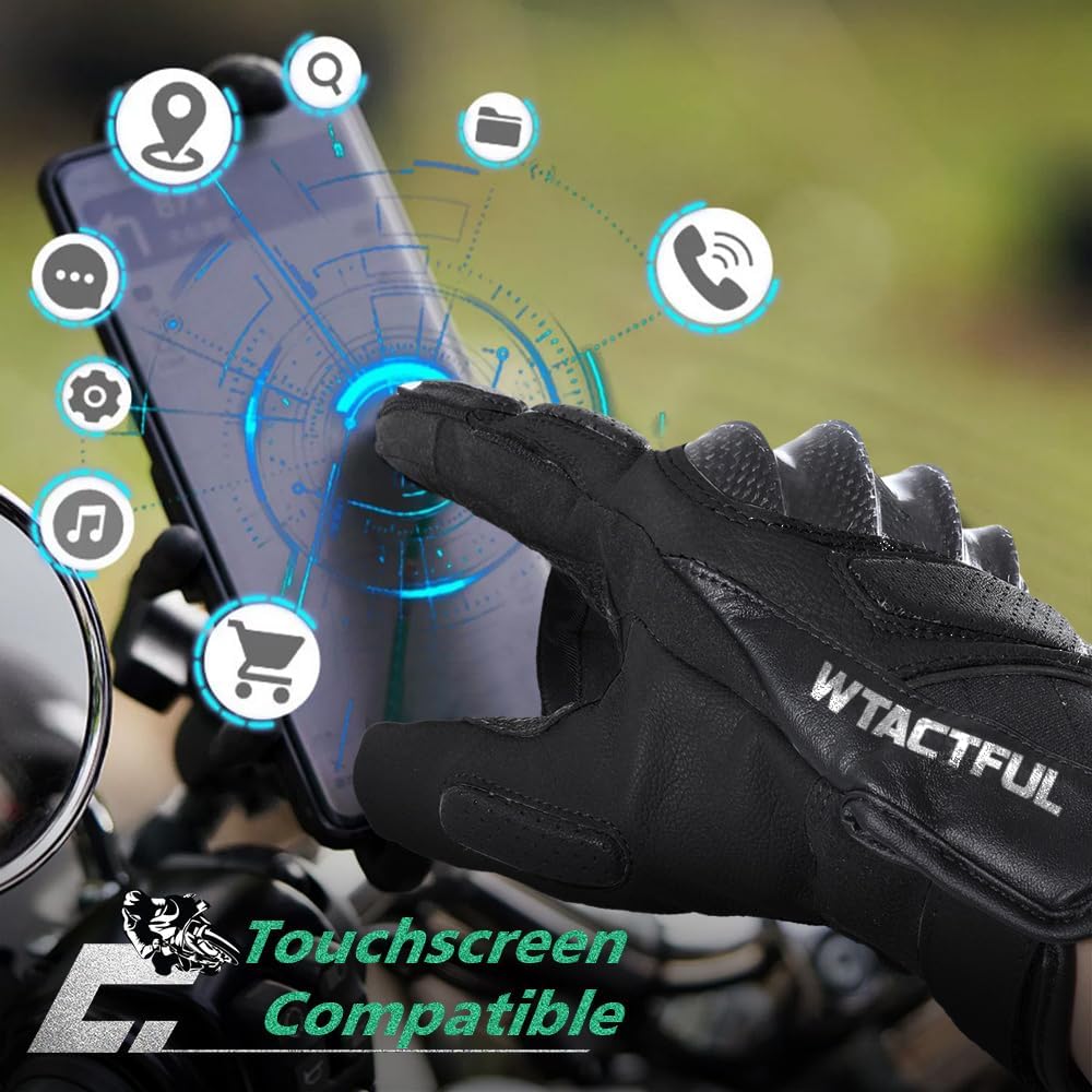 WTACTFUL Goatskin Leather Carbon Knuckle Motorcycle Gloves for Ultimate Protection and Comfort - Image 5