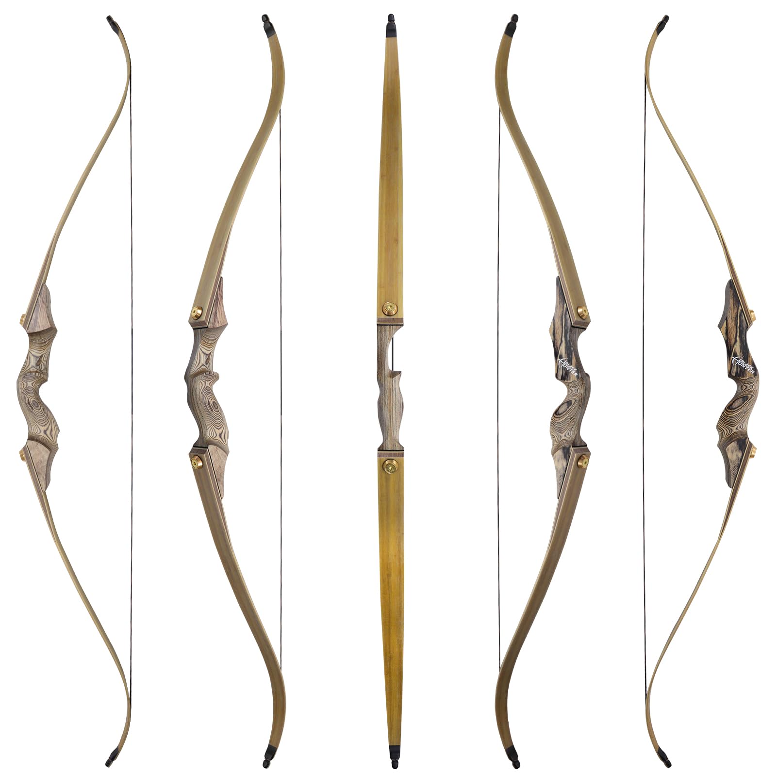 Black Hunter Bogen 60inch Bogenschießen Takedown Recurvebogen 20-60 Lbs Rechte Hand Jagdbogen Mit Stringer Tool Holz Riser Bogen Set Für Erwachsene Schießübungen