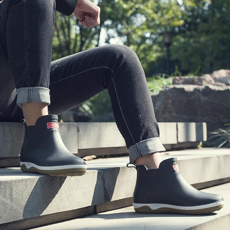Men's Waterproof Slip-On Rubber Rain Boots