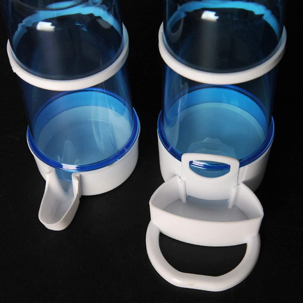 2 Pack Automatic Bird Feeder Bird Water Bottle Drinker Clear Food Seed Dispenser Container Set Hanging in Cage No-Mess for Parrots Budgie Cockatiel Lovebirds Finch Canary Hamster 415ml…