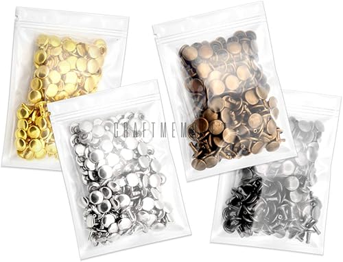 Miniatura 4 de CRAFTMEMORE Remache de cuero de doble tapa remaches tubulares de metal para reparación de artesanía de cuero, decoración TLDC (tapa de 0.276 in, 500