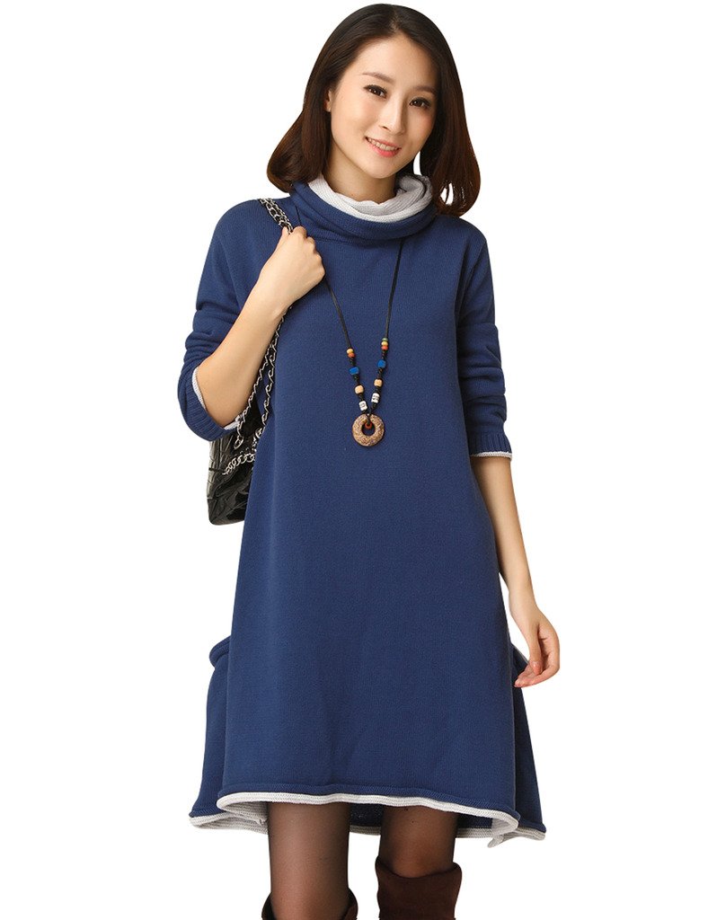 Youlee Donna Collo A-Line A Maglia Maglione Dress Jumper Vestito
