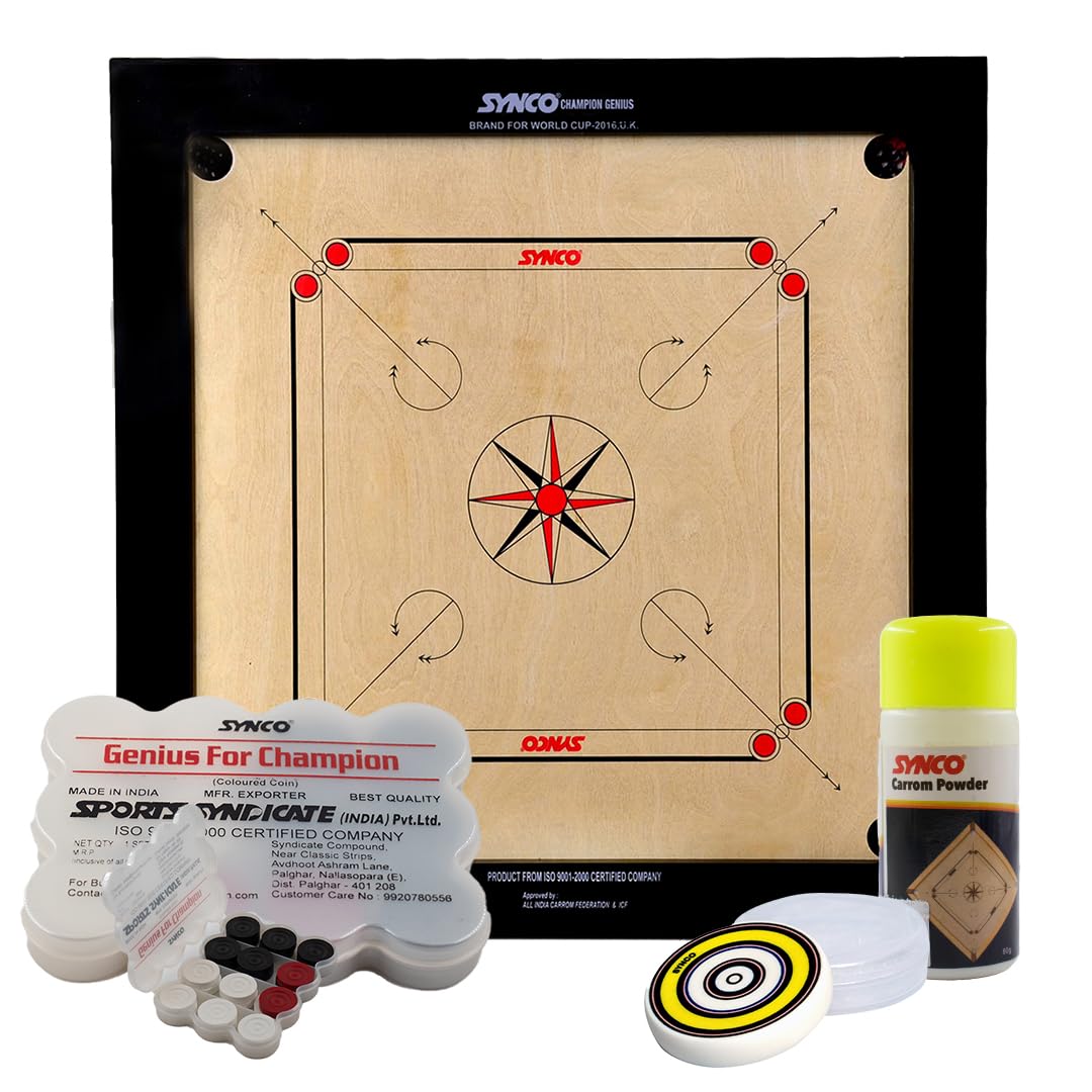 Buy Synco Carrom Board 36 Inch Full Size with Coins, Striker and Powder