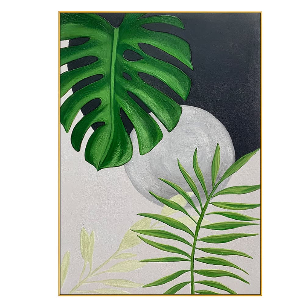 Peinture à l'huile de monstera sur toile pour raviver un mur blanc salon vide 12