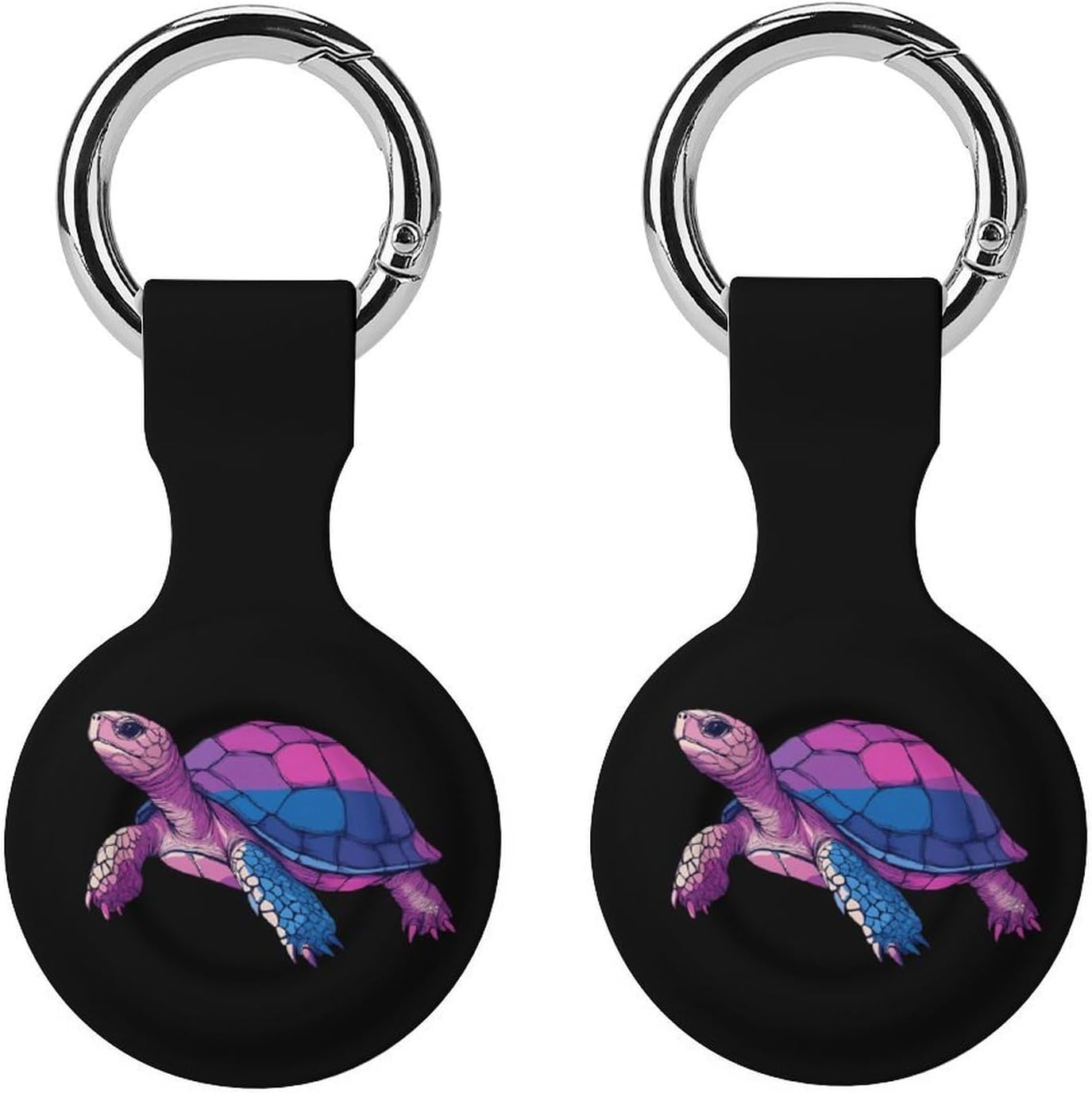 Bisexual Flag Turtle Funny Cover Compatible with AirTag Case Protector GPS Tracker Holder with Keychain