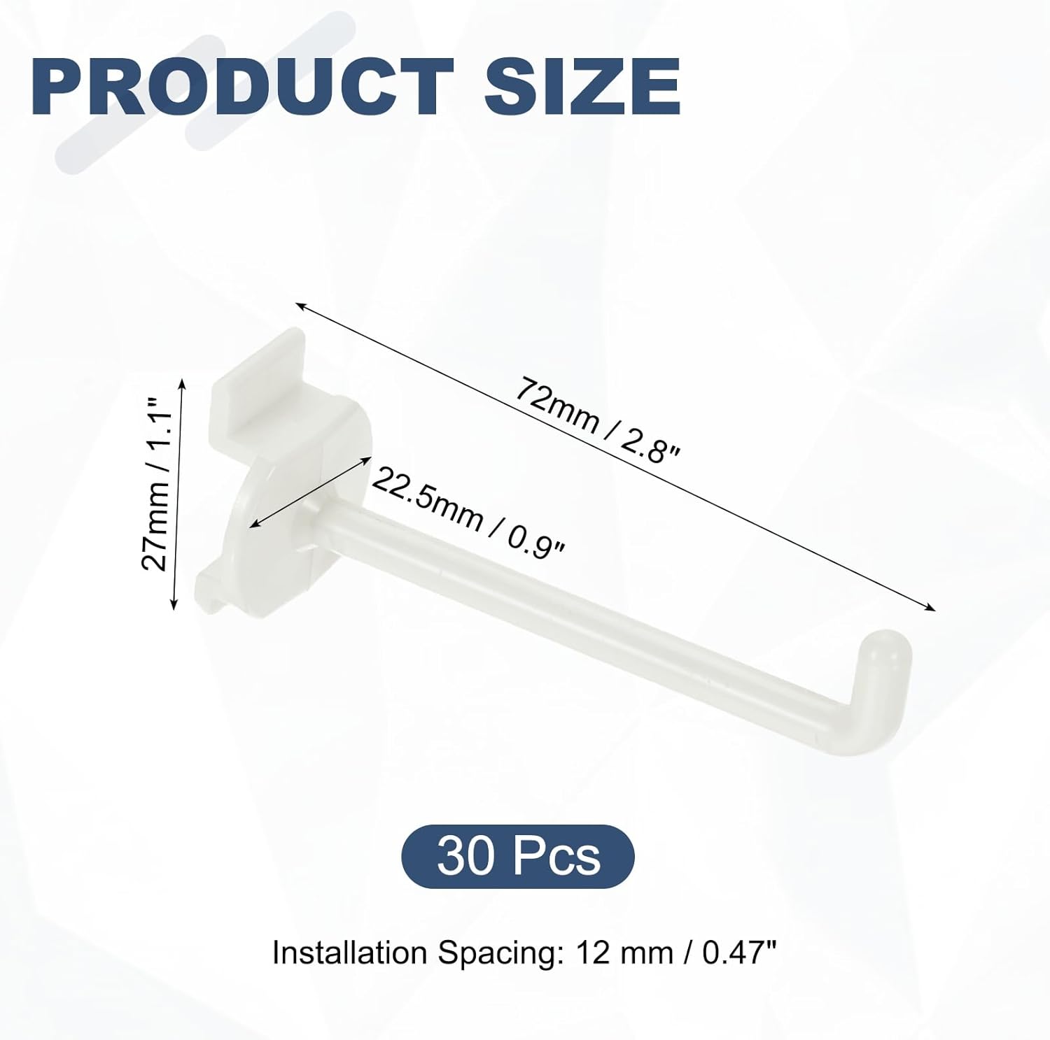 uxcell 30Pcs Slat Wall Panel Hooks, 2.5 Inch Plastic Slat Wall Accessories Gridwall Hooks Shelves Hanging Accessories for Gridwall Tool Storage Wall Organization Shop Retail, White
