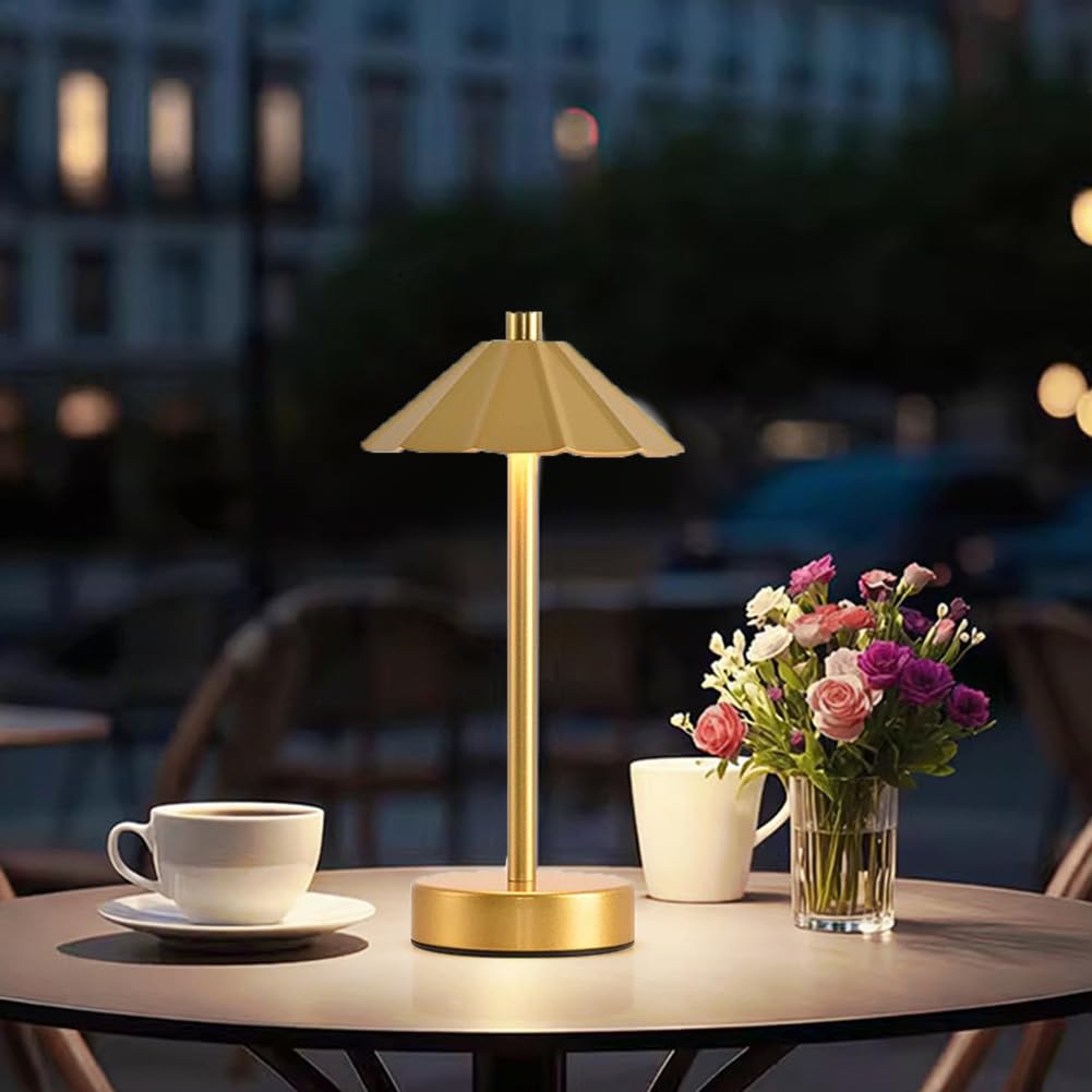 Akumulatorowa lampa stołowa, bezprzewodowa, dotykowa ściemniana LED z 3 trybami kolorów, przenośna lampa do ładowania USB, zasilanie bateryjne, oświetlenie wewnętrzne do sypialni lub restauracji
