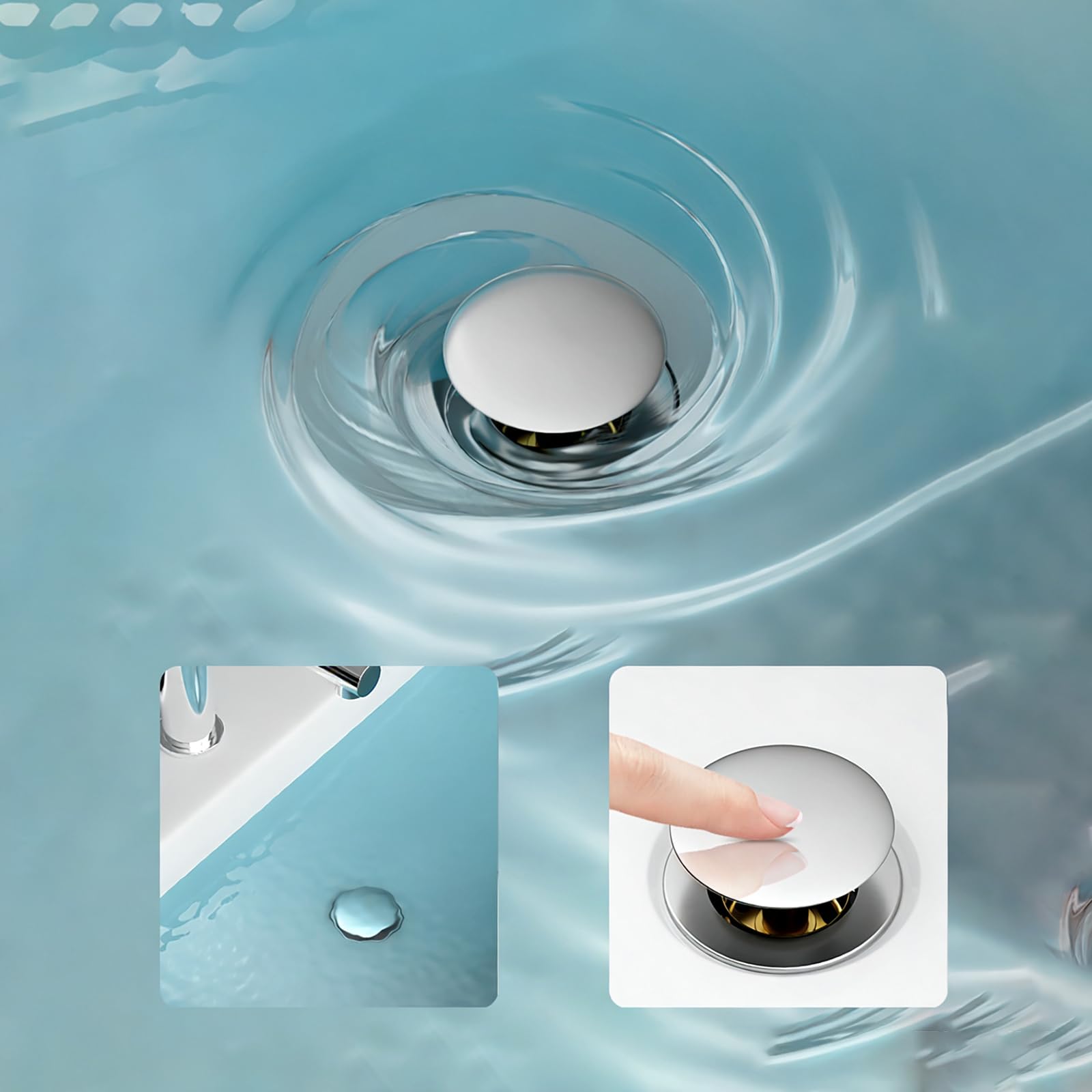 Sifone Lavabo Bagno con Troppopieno,Piletta Click Clack,Anti-Odore,Tubo Corrugato Estensibile,Set Di Scarico Sifone per Lavabo in Ottone
