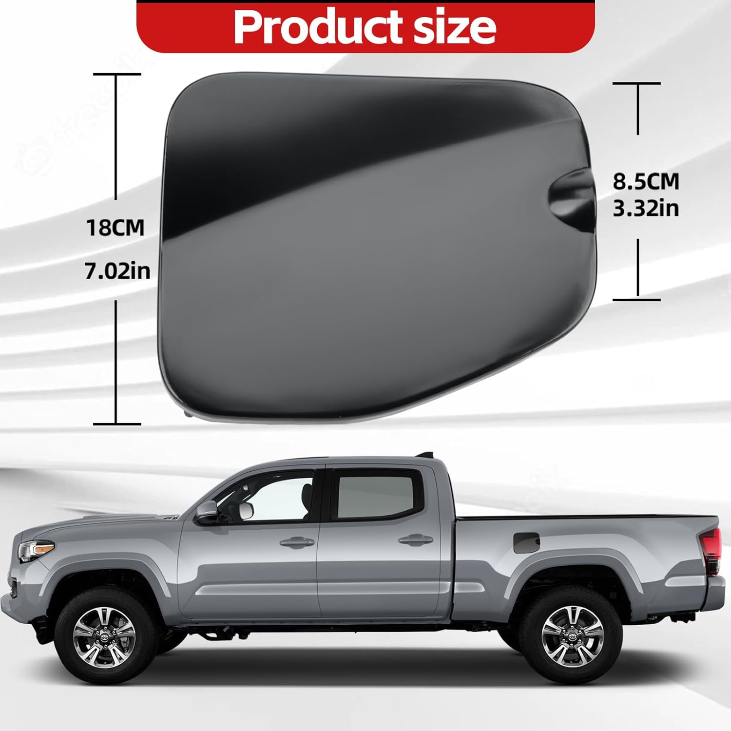 77305-04905 Fuel Gas Tank Door Black Steel Bed Gas Cover Cap Compatible with 2005-2015 Toyota Tacoma Cab 6 Foot Bed