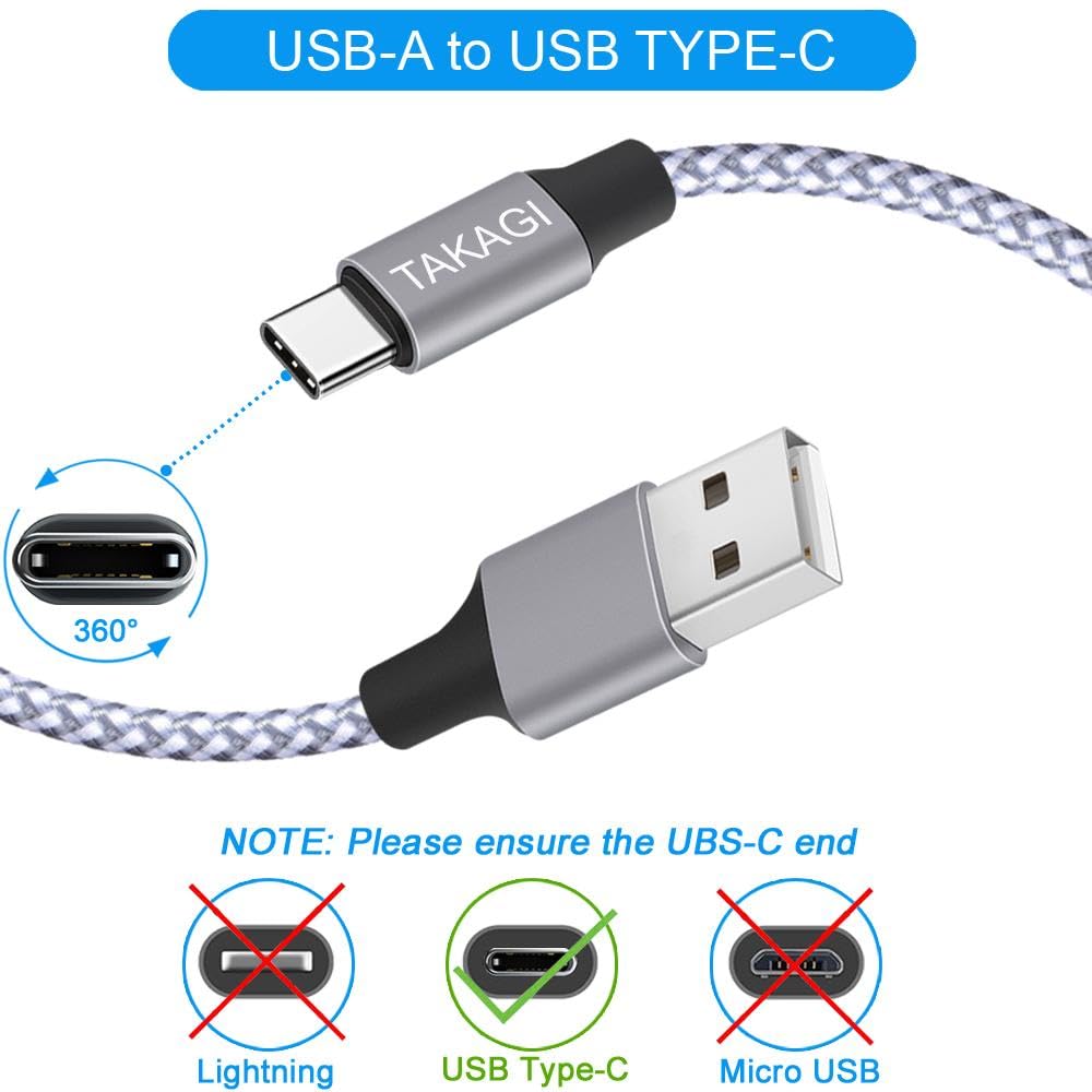 Cavo da USB a USB C (confezione da 3) da USB A a tipo C, cavo di ricarica rapida in nylon intrecciato per sincronizzazione dati e trasferimento USB C per iPhone 17 Pro Max/17 Air/16e/16 15 Pro/15 Plus