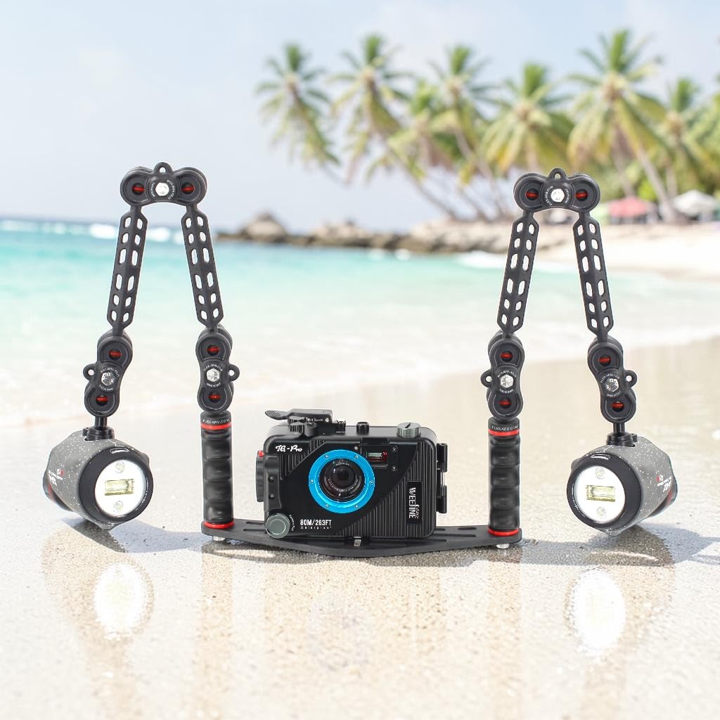 Pletina para Carcasas Submarinas con Doble Puño Bola 25 mm Brazos y con Kit Terminación YS FLEX-ARM ST20216