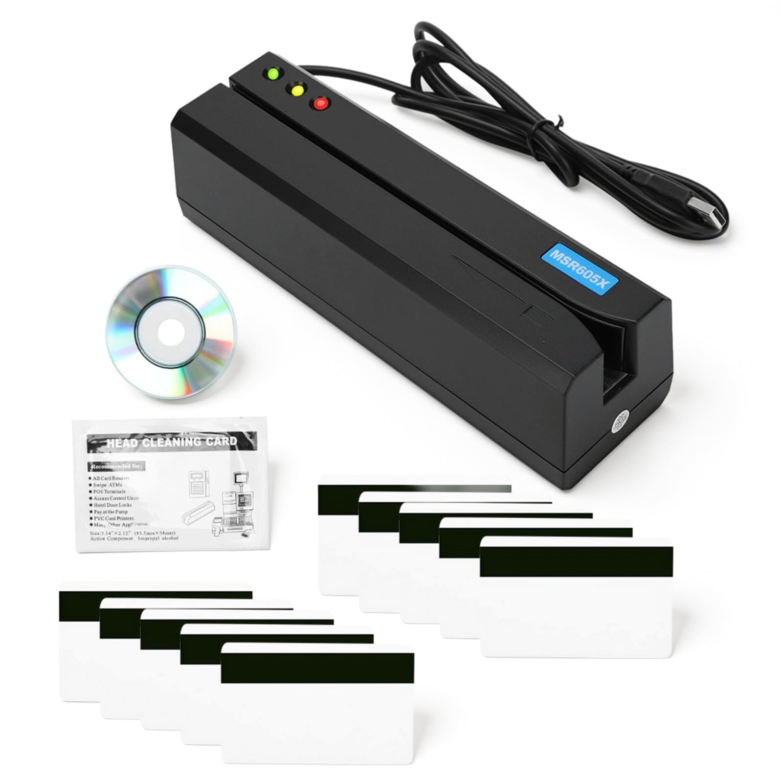 MSR605X Magnetstreifenkartenleser, USB-Encoder, 3 Spuren, Lesen, Schreiben, Spur 1, 2, 3, mit LED-Anzeige, Summer