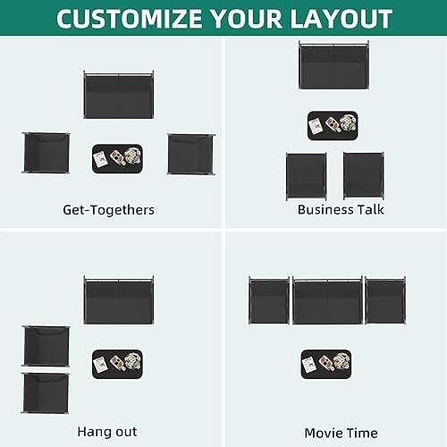 Miniatura 6 de YITAHOME Juego de muebles de patio de 4 piezas, mecedoras pequeñas para patio trasero, sofá biplaza y mesa de cristal, juego de conversación al aire