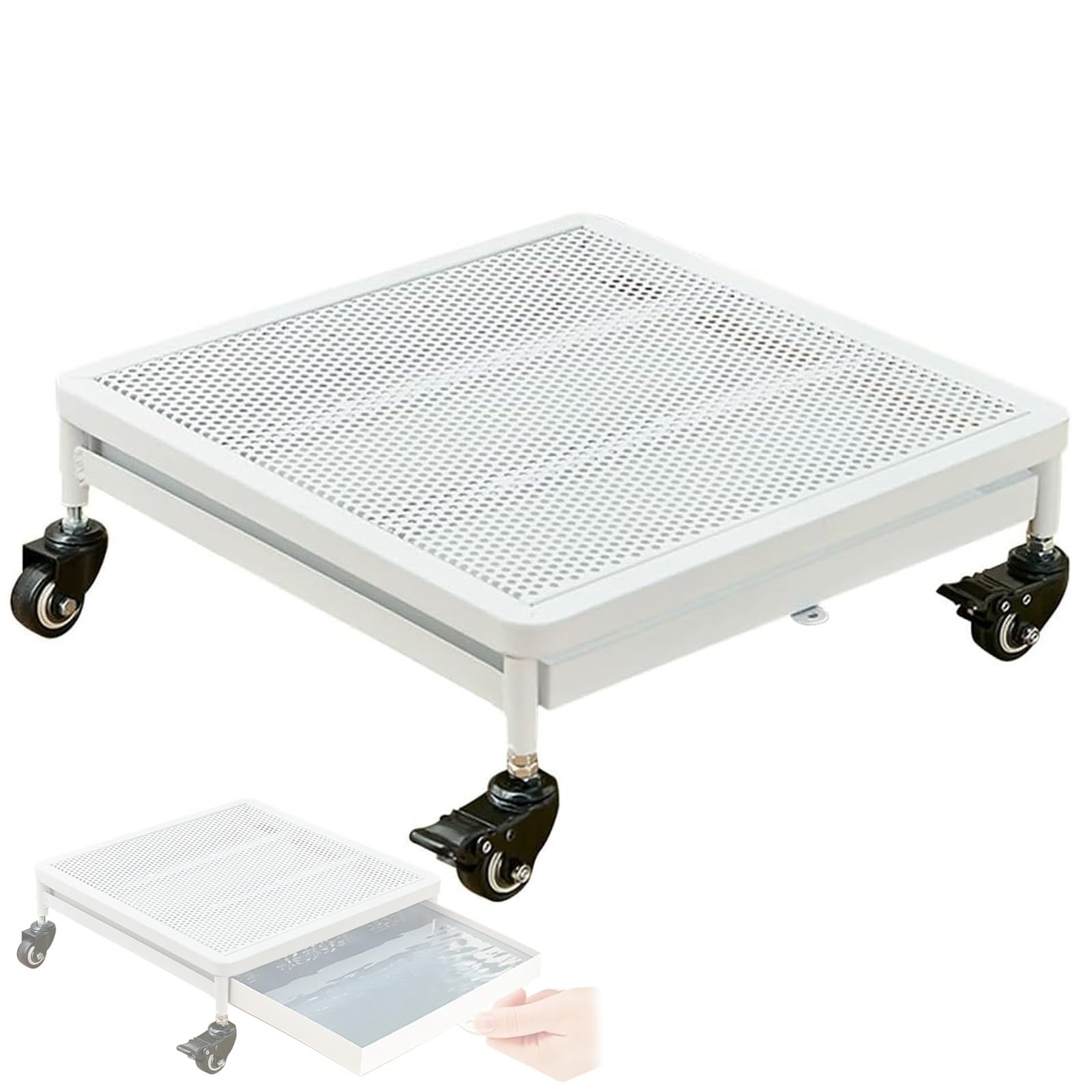 Bandeja de Goteo, Bandeja de Goteo metálica Resistente para Plantas con Ruedas con Bloqueo - Bandeja de Agua Duradera y Resistente a la corrosión para jardinería Interior y Exterior, fácil d