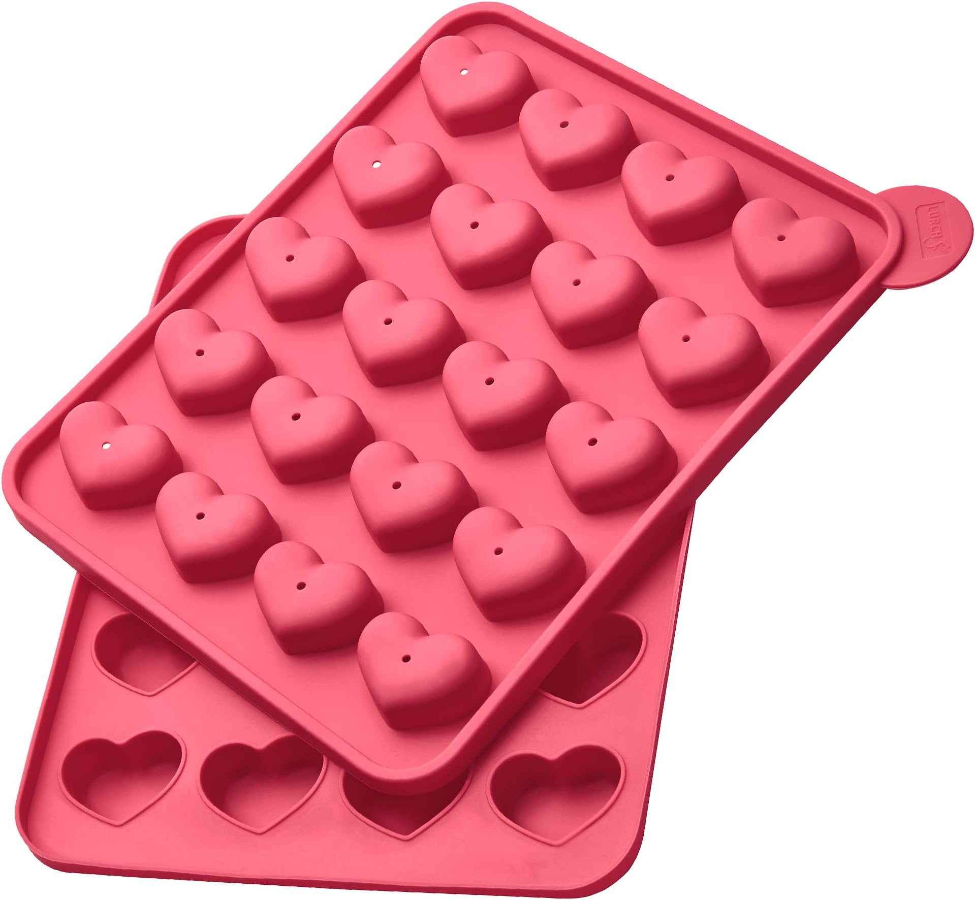 LURCH Germany Flexiform Silicone Heart Shaped Cake Pop Baking Mold - For 20 Candy, Chocolate Lollipop Desserts - Pink