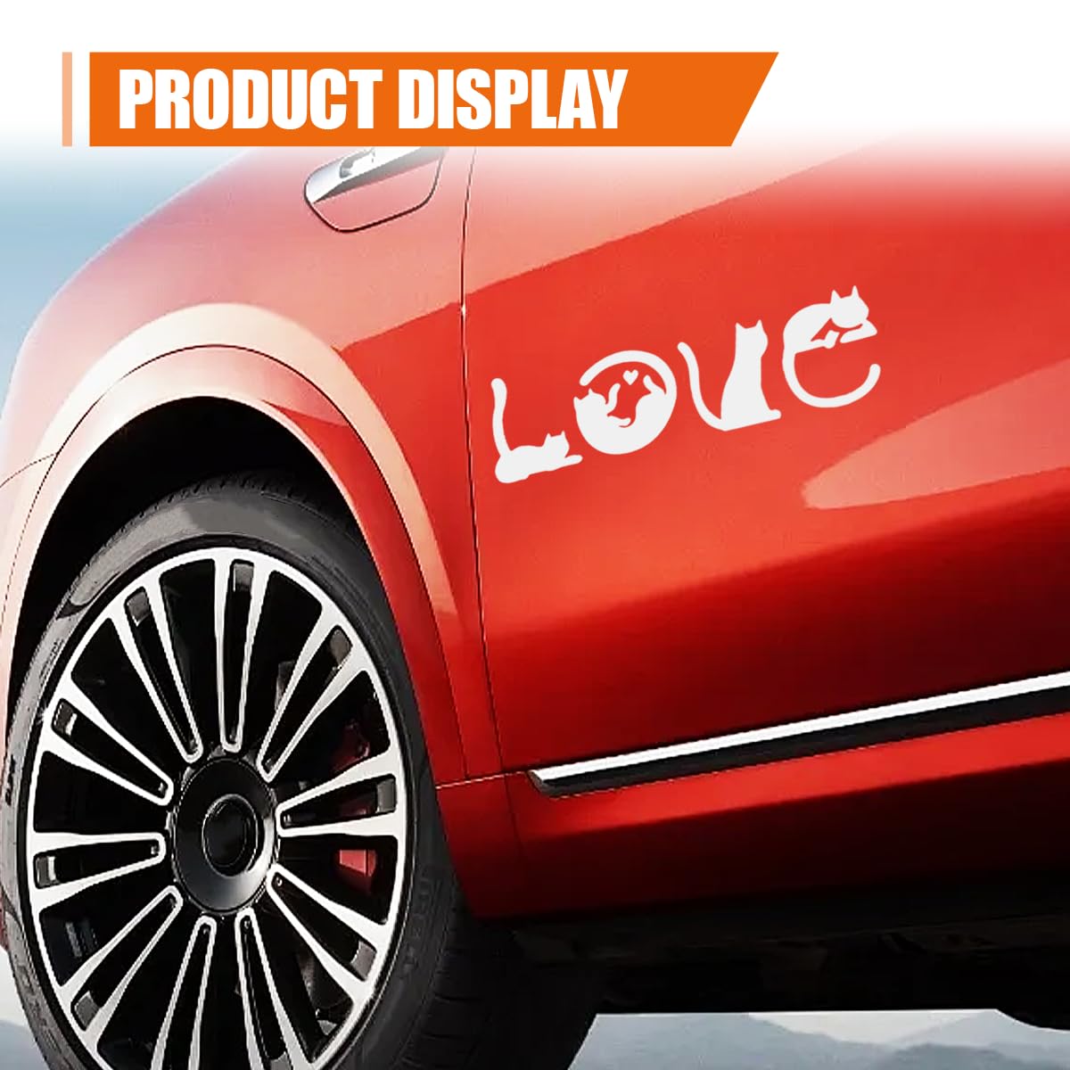 YoRise Cat Car Stickers Waterproof Vinyl Automotive Decals with English Love UV Resistant Bumper Stickers Cute Car Accessories — view 4