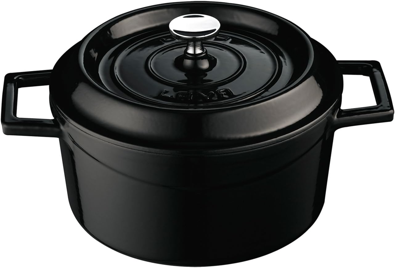 Lava Cookware LV Y TC 12 Diameter 12 cm Cast Iron Round Casserole, Black