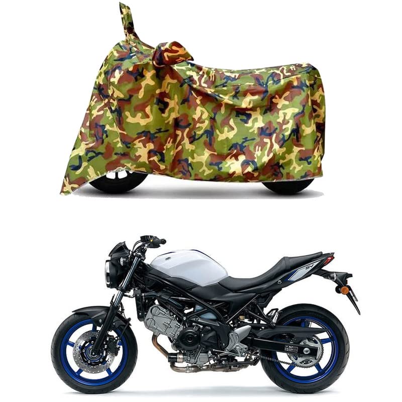 Image of Waterproof 100% PVC Coated Full Bike Scooty Two Wheeler Body Cover Compatible for Suzuki SV650 /UV-Rays /Heat Protection /Birds Dropping /Scratchproof /Dust Proof /All Varients[6X6 Jungle Print]