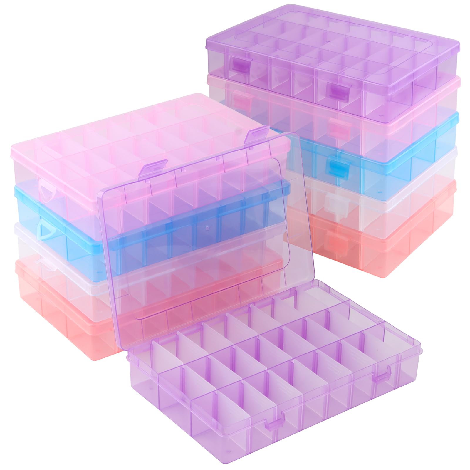 JIEHIN 10 Stück 24 Fächer Sortierbox Aufbewahrungsbox, Bunte