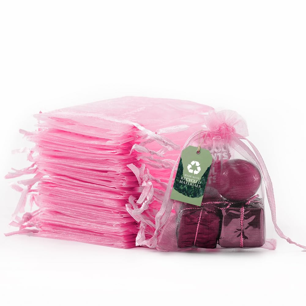 Meowoo 100PCS Organza Bags (3x4inch, Pink)