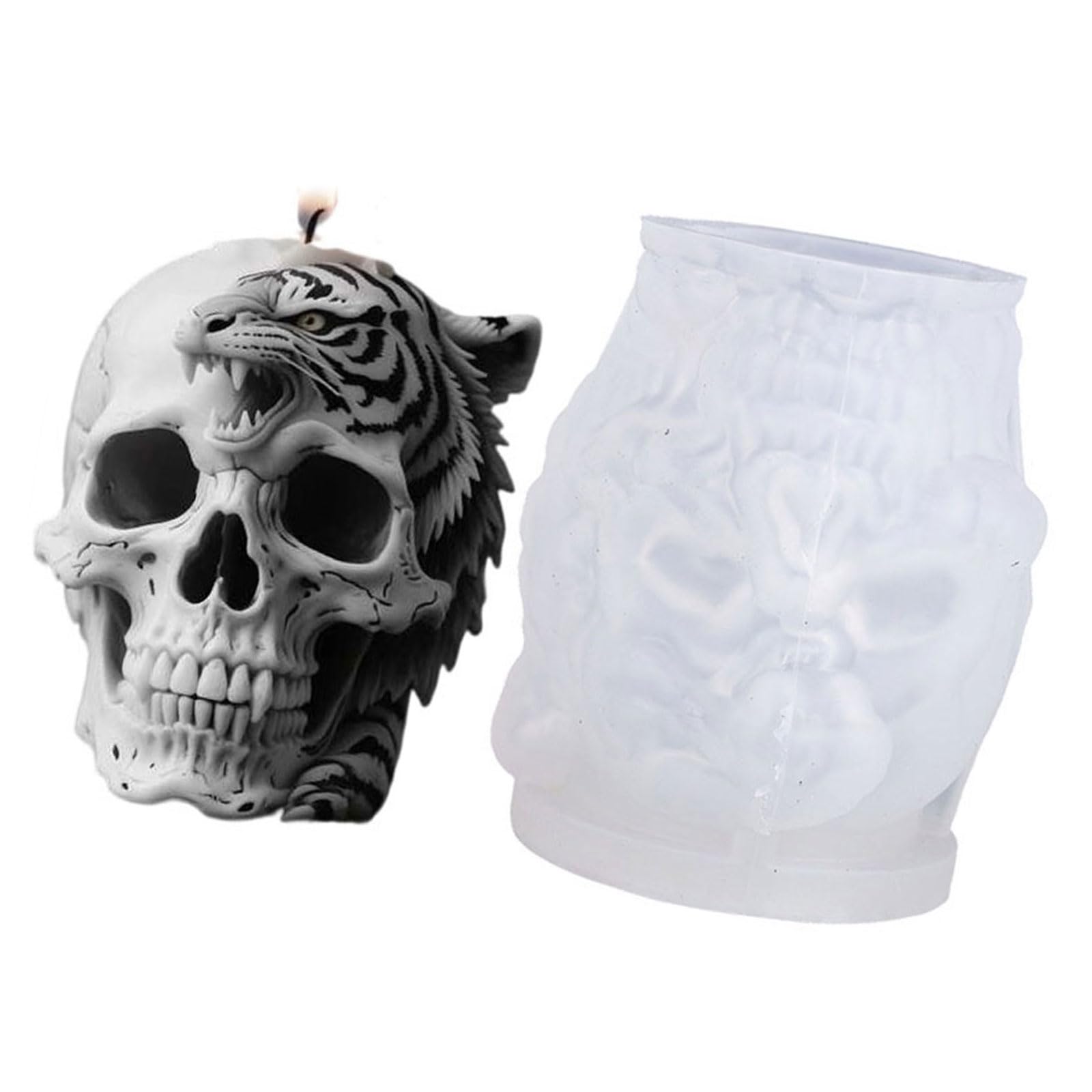 ZEPFJHE Skull Shape Silicone Molds Halloween Silicone Easy Demold for Making Soap Epoxy Resin Elastomer Cast