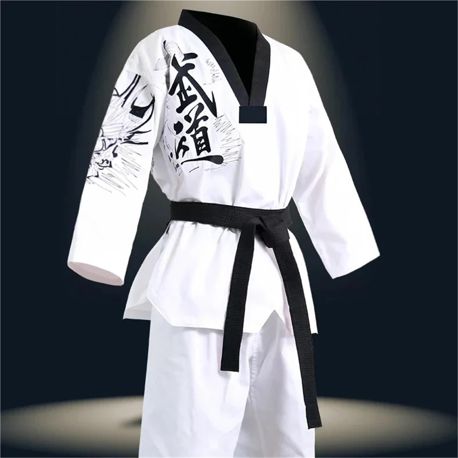 Karate-Anzug Erwachsene Männer Frauen Meister Taekwondo Uniformen Trainer Anzug mit weißem Gürtel Karate-Kleidung(XXXL-190CM)