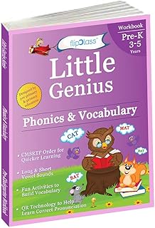 Phonics & Vocabulary: Pre Kindergarten Workbook (Little Genius Series): Learn Pronunciation of Short & Long Vowels, Consonants and Build Vocabulary (3-5 years)