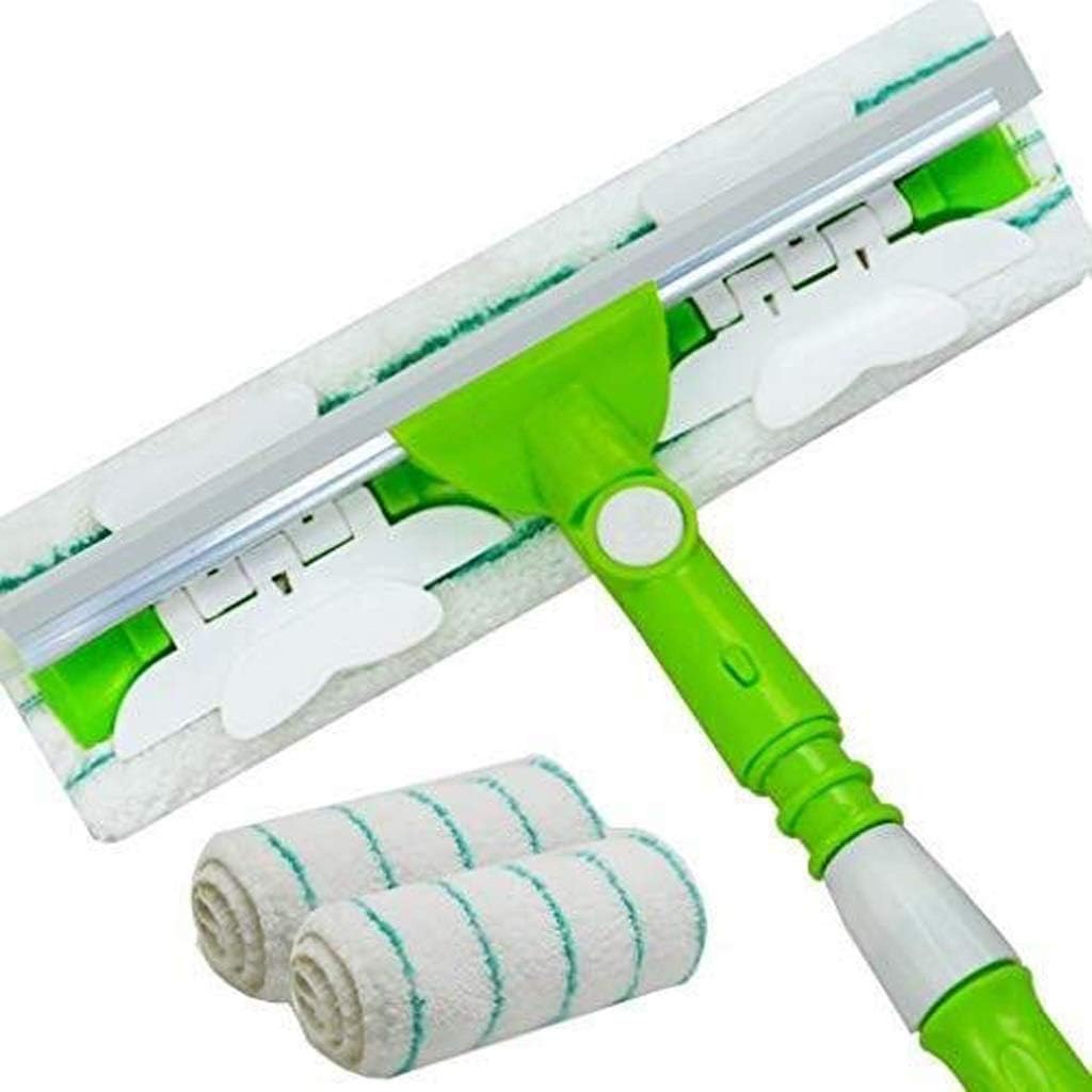 Extension Pole Window Washing Tool Microfiber Squeegee for Car Windshield Glass,Shower Room,Outdoor High Window Cleaning