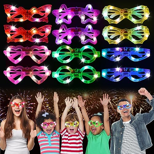 LURICO Gafas LED Fiesta, 12 Piezas Gafas Luminosas para Fiestas, ...