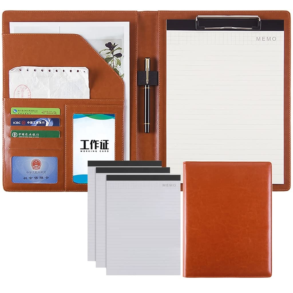 Classeur à Pochettes A4, classeur en Cuir A4 avec cahiers, Multicolore, Lot de 3 ou 5, Marron - 5,Brown-5