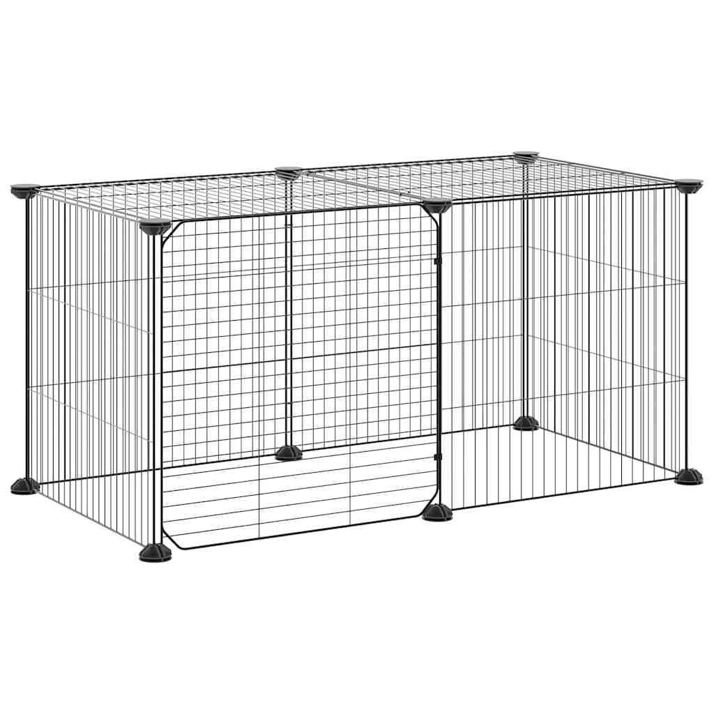 Jaula para mascotas de acero con recubrimiento en polvo, color negro, 35 x 35 cm, con puerta, para conejos, roedores, caño y uso interior y exterior