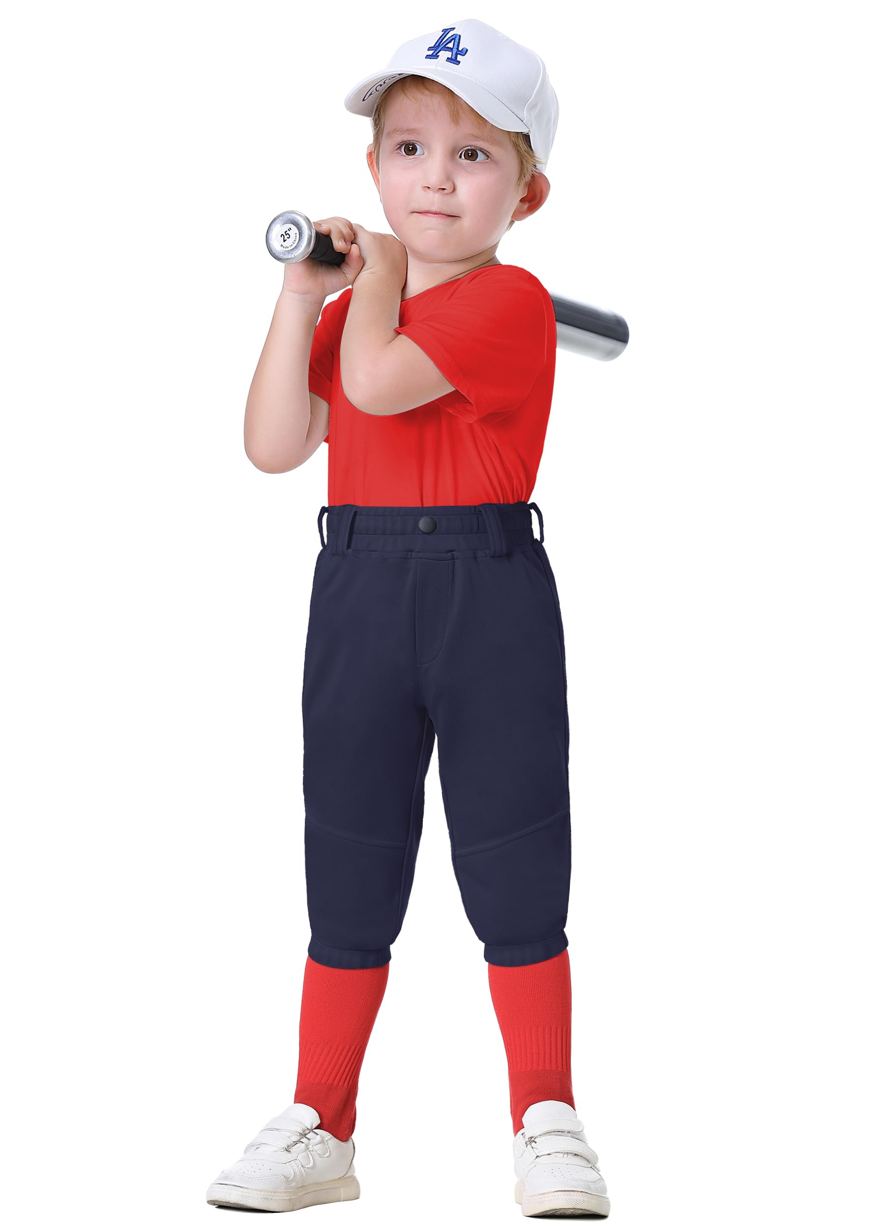 MIVEI 2T/3T/4T/5T to Youth Toddler Boys Knicker Baseball Pants Kids Gilrs Softball Tball Tee Ball Pant Belt Loops Side Piped Navy Blue