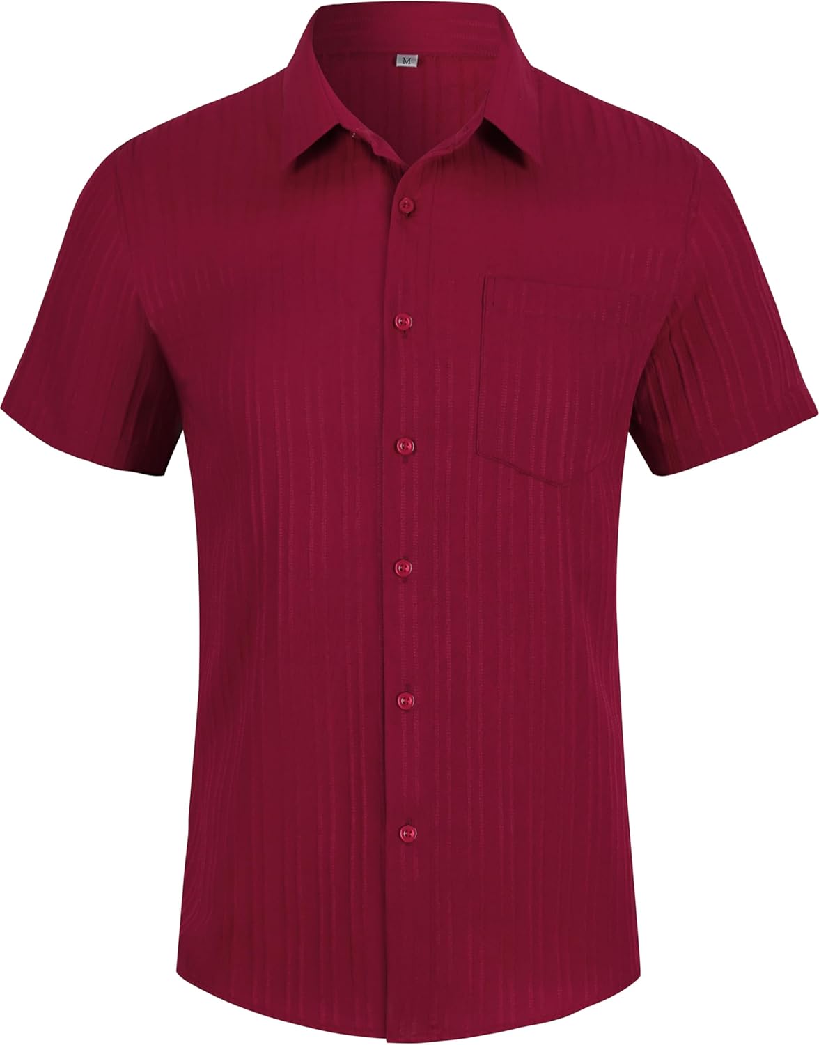 Mens Casual Button Down Shirts Short Sleeve Textured Summer Beach Vacation Shirt with Pocket - Image 4