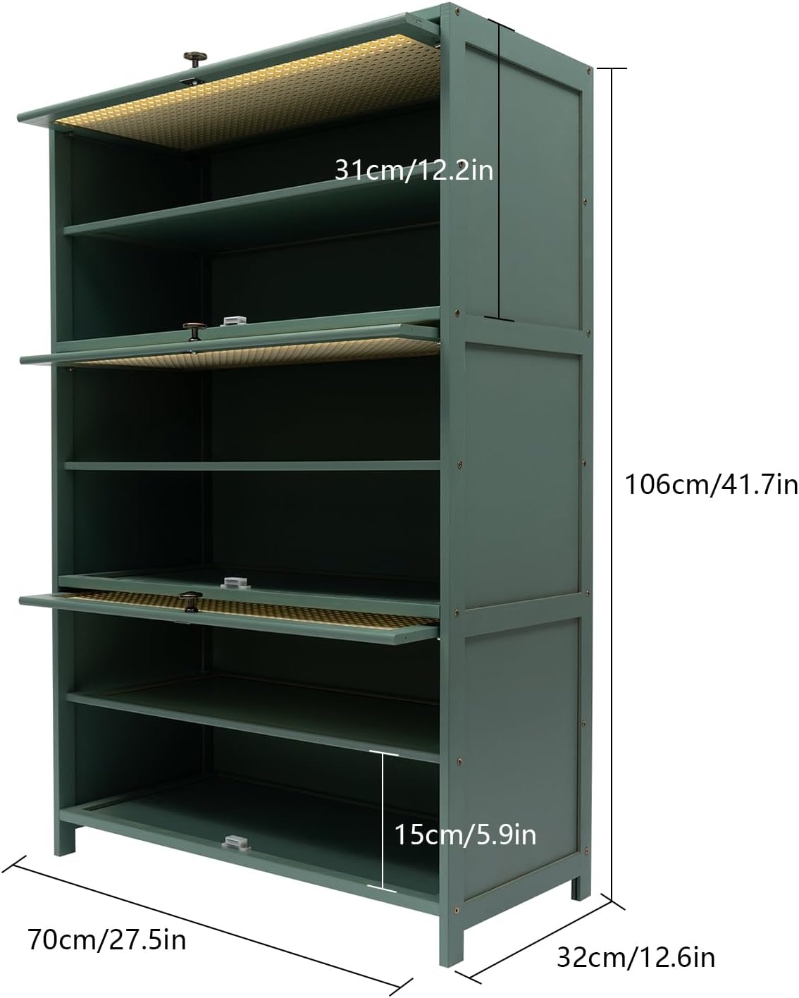 Shoe Storage Cabinet, Bamboo Shoe Floor Storage Organizer Rack,Bamboo Shoe Rack Cabinet, Shoes Organizer for Bathroom, Bedroom, and Kitchen Green 27.5 * 12.6 * 41.7in