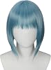 Linfairy Anime Cosplay Short Straight Wig Halloween Costume Party Cosplay Wig for Women (Cadet Blue)