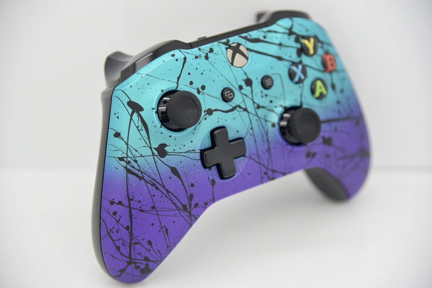 Hand Airbrushed Fade Custom Controller - Compatible with Xbox One (Matte Teal & Purple)