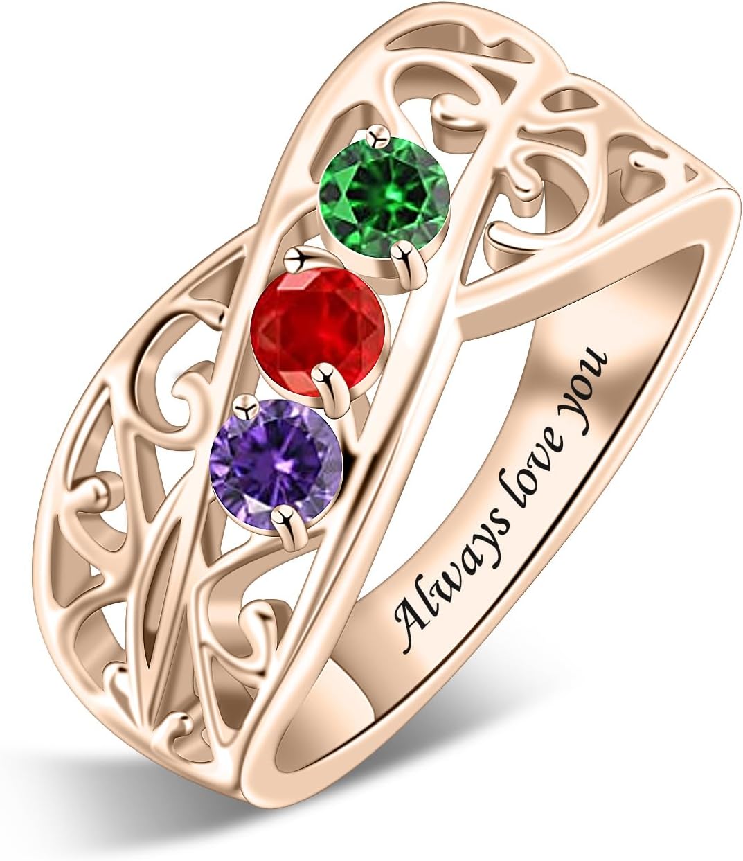 LucySky Custom Gift for Mom's Ring, Personalized Mothers Rings with 1-6 Simulated Birthstones, Engraved Family Ring Gift for Mom Grandma Mother's Day Anniversary Christmas