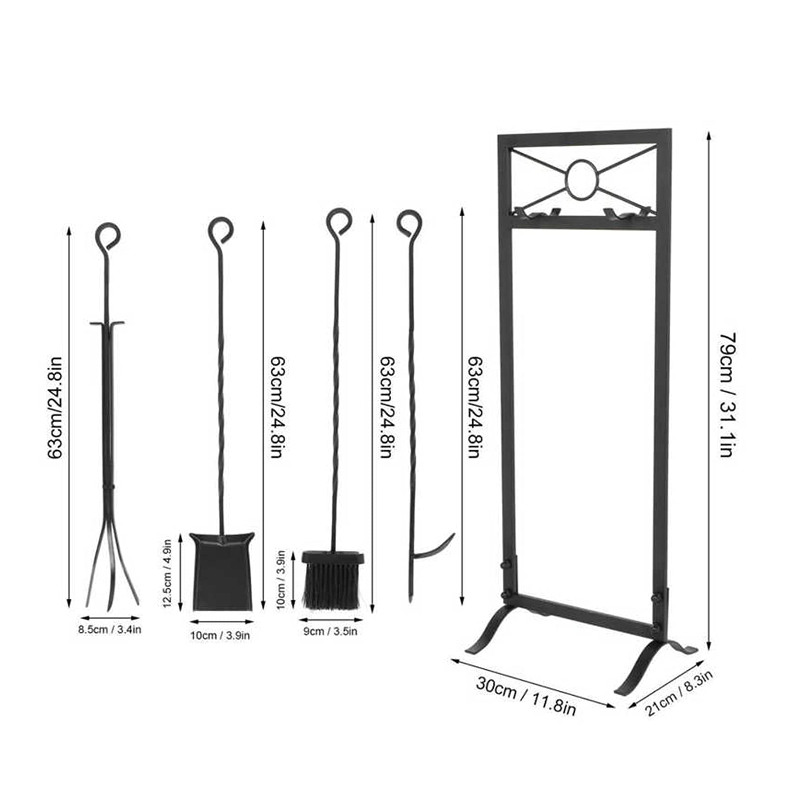 Chimenea Herramientas Juego de Herramientas de Chimenea Kit de Herramientas con Pincel Base Pinzas Pinzas Poker Hearth Accesorios Chimenea Accesorios