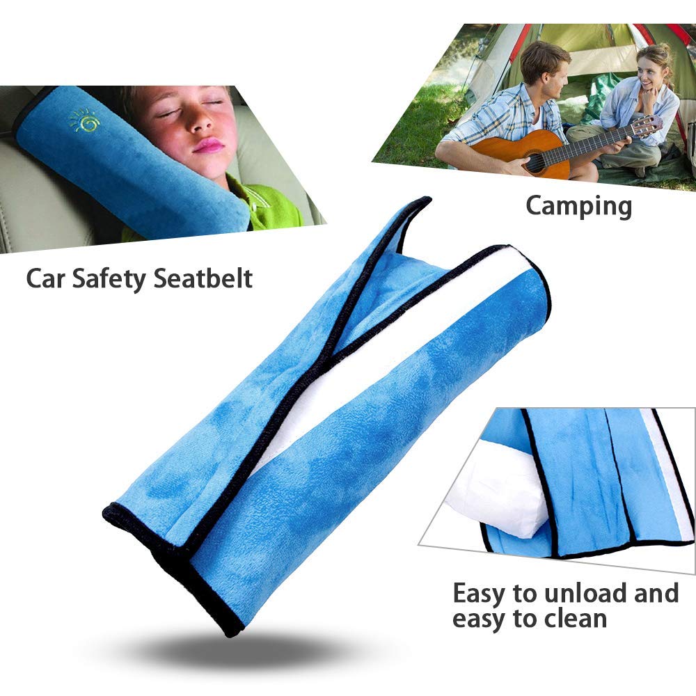 Los niños Baby Soft reposacabezas cuello almohada de apoyo hombro Pad para Coche Seguridad Cinturón de Seguridad (azul) ¡