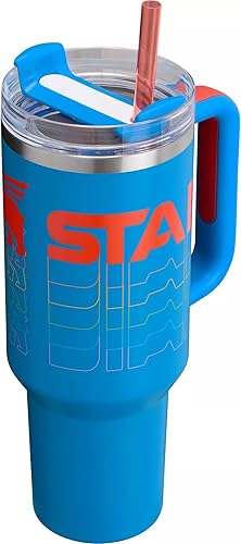 Miniatura 2 de STANLEY Quencher H2.0 FlowState - Vaso aislado al vacío de acero inoxidable con tapa y popote para agua, té helado o café (Reverb azul, 40 onzas)